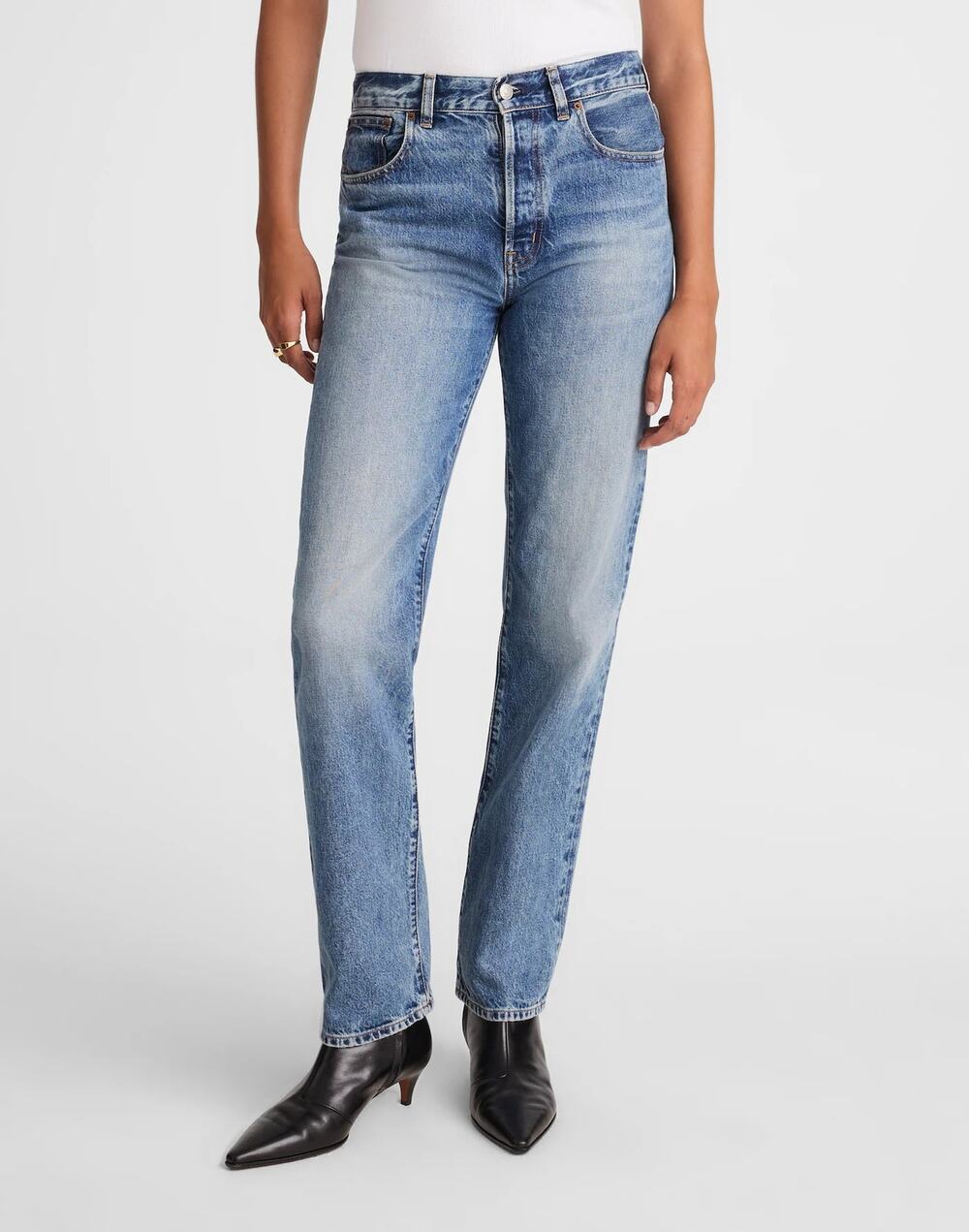 Madewell Longline Straight Jeans Women's Size 27 Blue Light Wash High Rise Denim